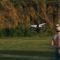 Investigador da FEUP Ricardo Gomes a pilotar o UAV X8 em campo aberto perto da casa. O X8 tem voado em controlo manual parcial e os seu parâmetro de võo são submetidos a testes rigorosos.